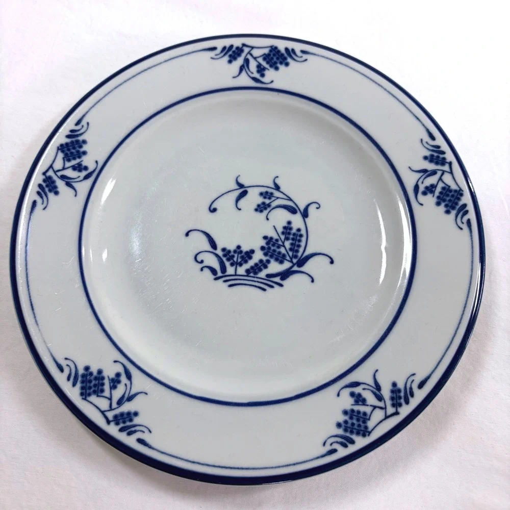 4 Vintage Blue & White Salad Plates 6.25
